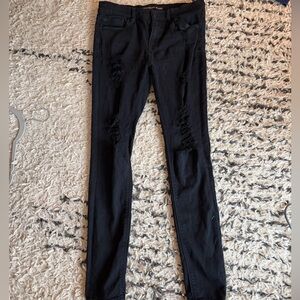 Express Black Denim skinny distressed jeans
